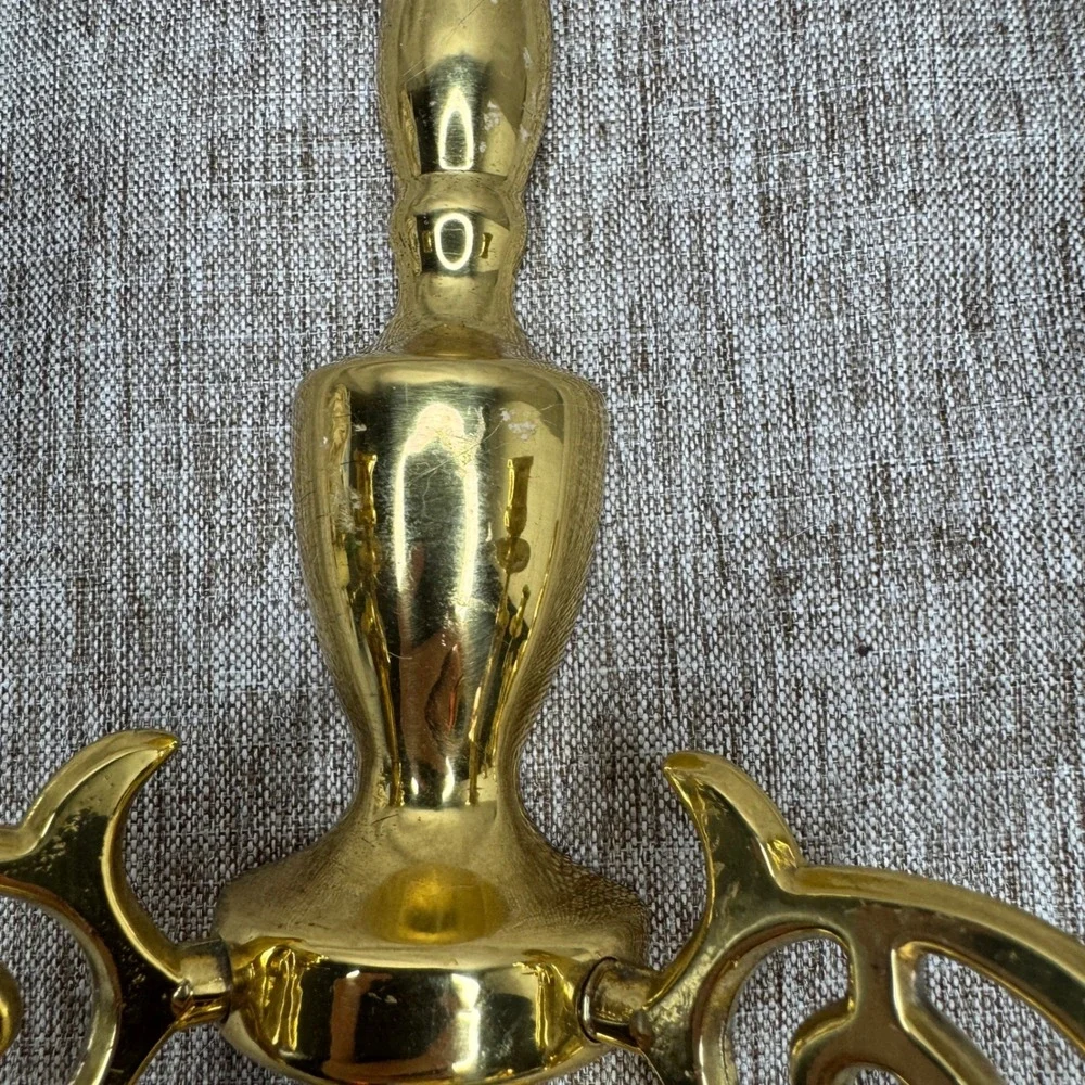 Vintage Harvin Brass Double Arm Candelabra Dark Academia Wall Sconce Pair